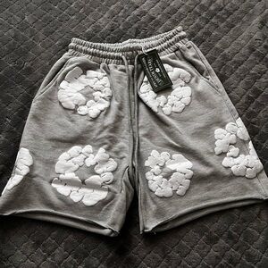 Stylish Gray Athletic Shorts with White Design
